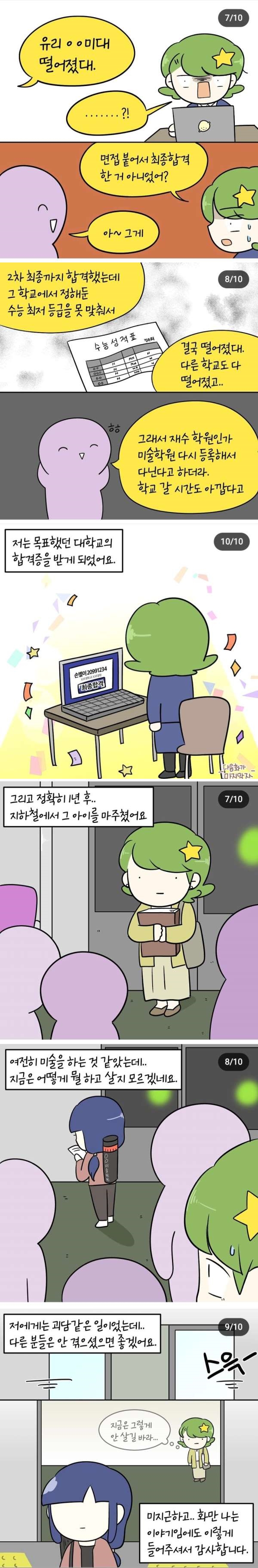 다른 친구 그림 도둑질해서 대학지원한 여고생