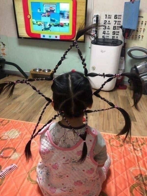 여보 애기 머리 좀 묶어줘