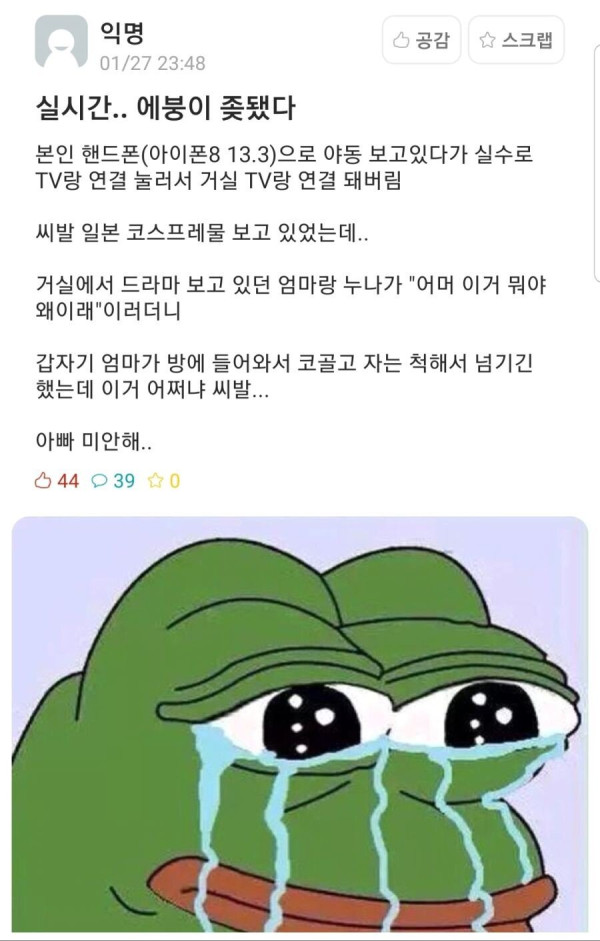 거실 TV로 잘못 연결시킨 에붕이
