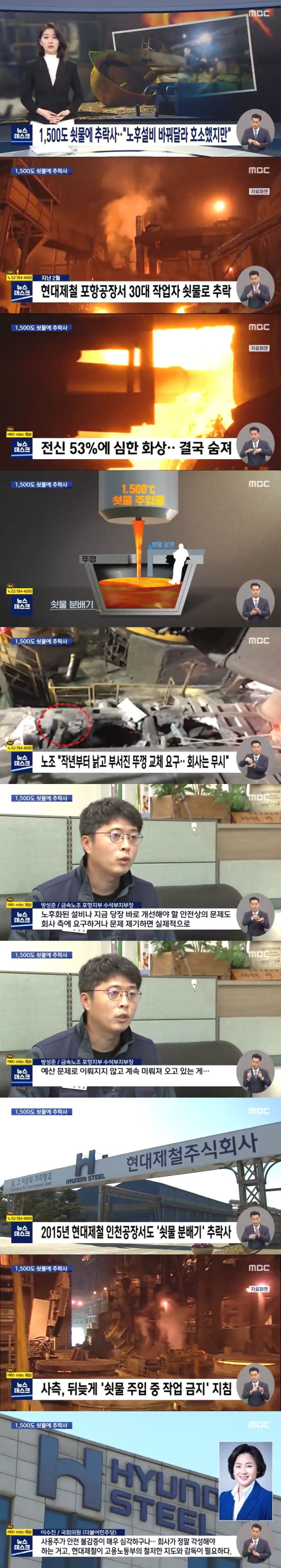 1500도 쇳물에 추락사...