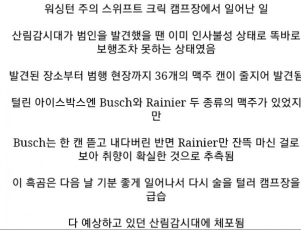캠핑장을 습격한 곰의 최후