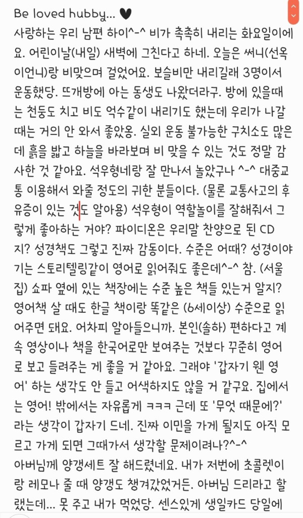 정인이 양모.. 남편한테 쓴 편지