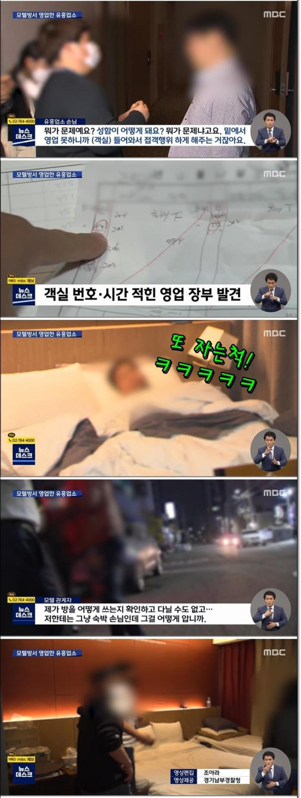 모텔에서 영업하는 유흥업소