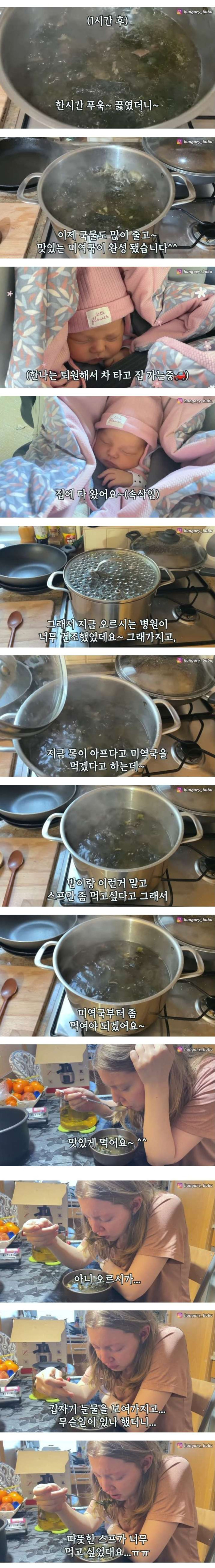 헝가리 와이프가 애낳고 미역국먹다 펑펑 운 이유