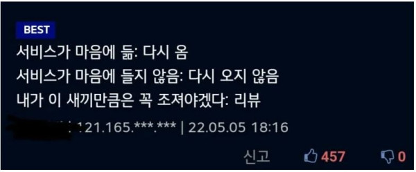남자들은 왜 리뷰를 안쓸까?