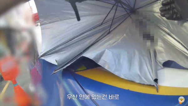 말다툼 중인 손님의 우산 속에 있던 물건