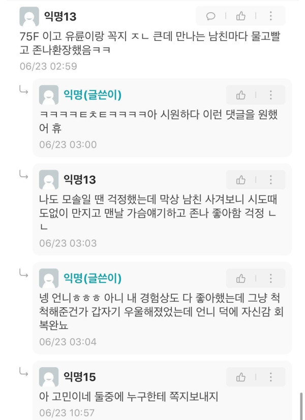 남자들은 유륜 큰거 싫어하는지 궁금한 여대생