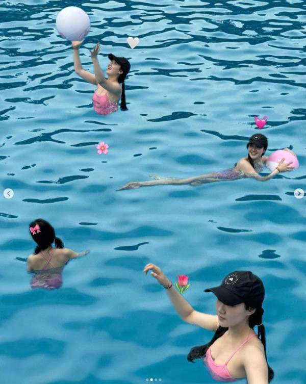 빵꾸똥꾸 진지희 핑크빛 수영복