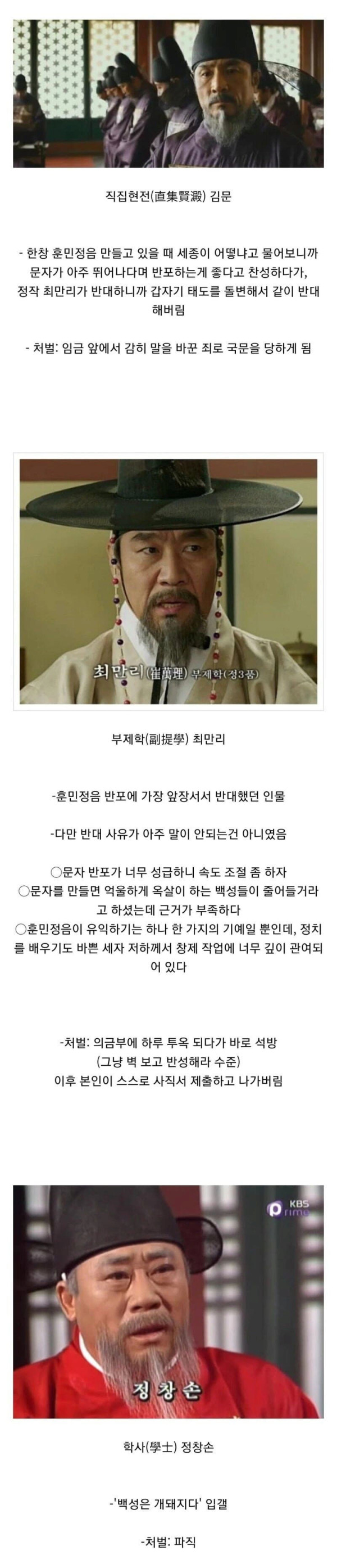 한글 창제를 반대했던 신하들 결말