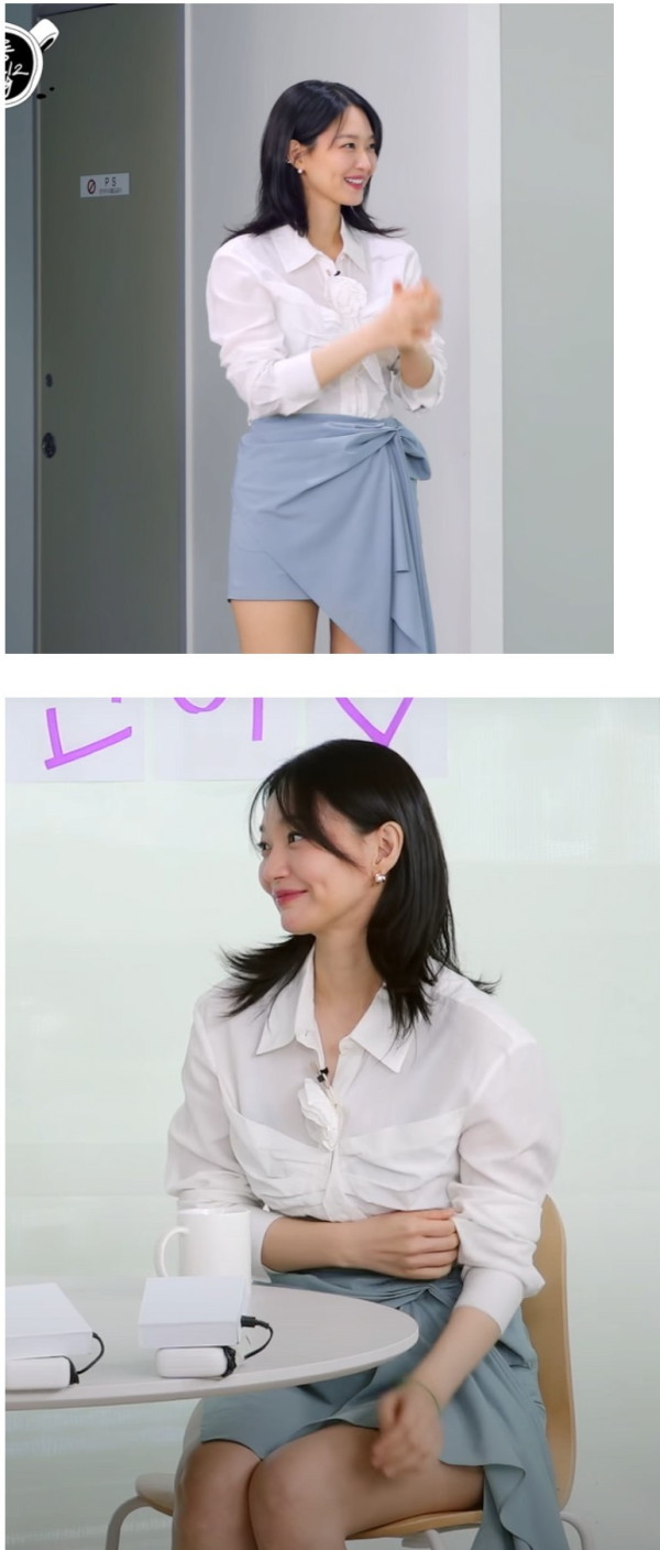 학원 강사 느낌의 신민아 오피스룩 각선미 힙라인