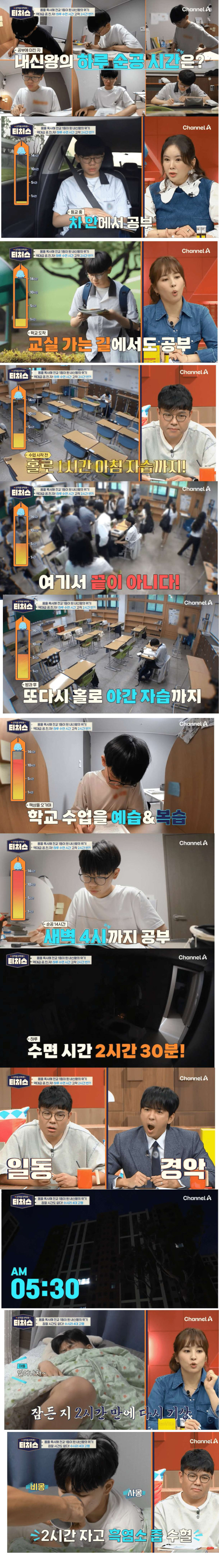 하루 2시간 자면서 몸을 혹사해 전교 1등이 된 학생