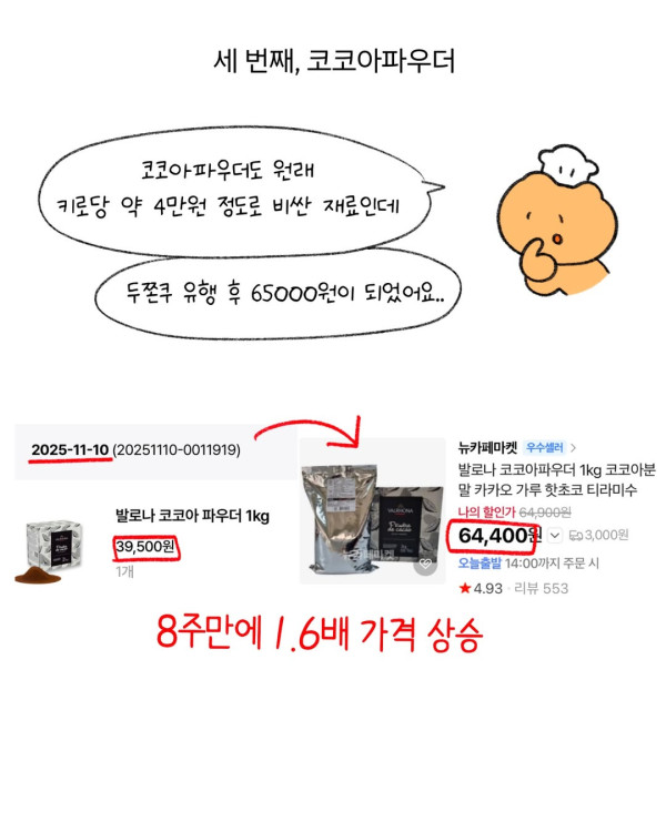 카페사장의 두쫀쿠 가격 해명