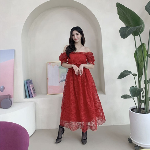 은비 빨간 드레스