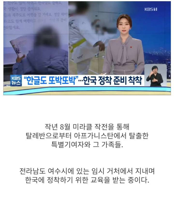 아프간 특별기여자 근황