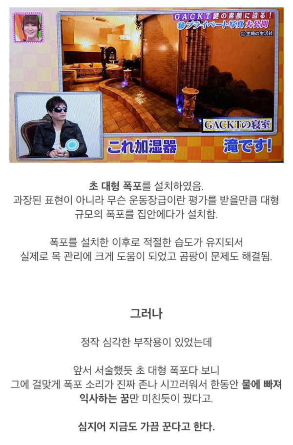 목 관리를 위해 집에 어마한 걸 설치한 가수