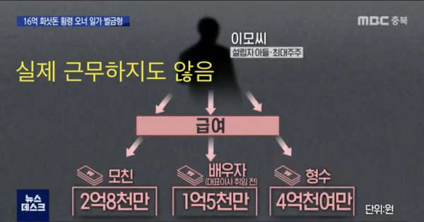 16억 횡령에 기천만원 벌금형..