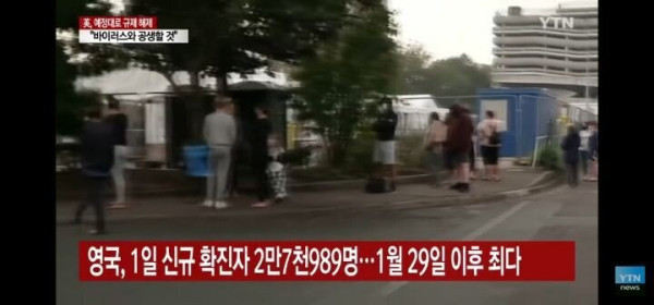 코로나 바이러스와 공생하기로 결정한 영국