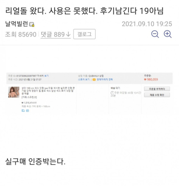 리얼돌을 구입한 디씨인의 후기