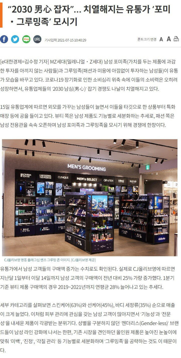 한국 남성들의 변화