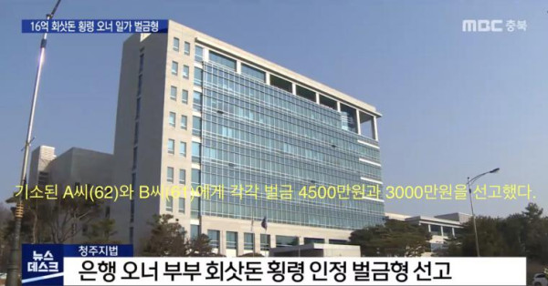 16억 횡령에 기천만원 벌금형..