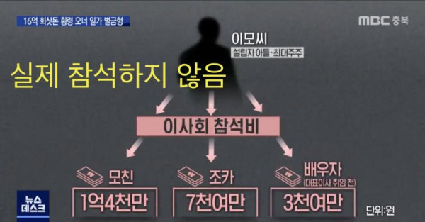 16억 횡령에 기천만원 벌금형..