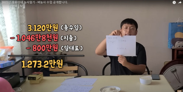 고등학생 농부 태웅이 2021년 벼농사만 수입공개
