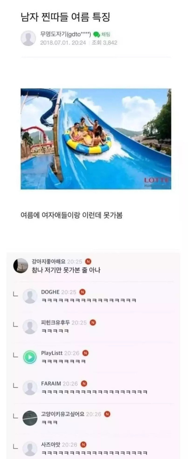 여름철 남자 찐따 특징
