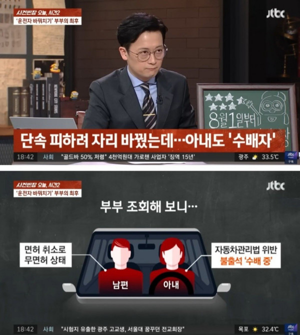 음주운전 숨기려고 아내와 자리바꾼 남편