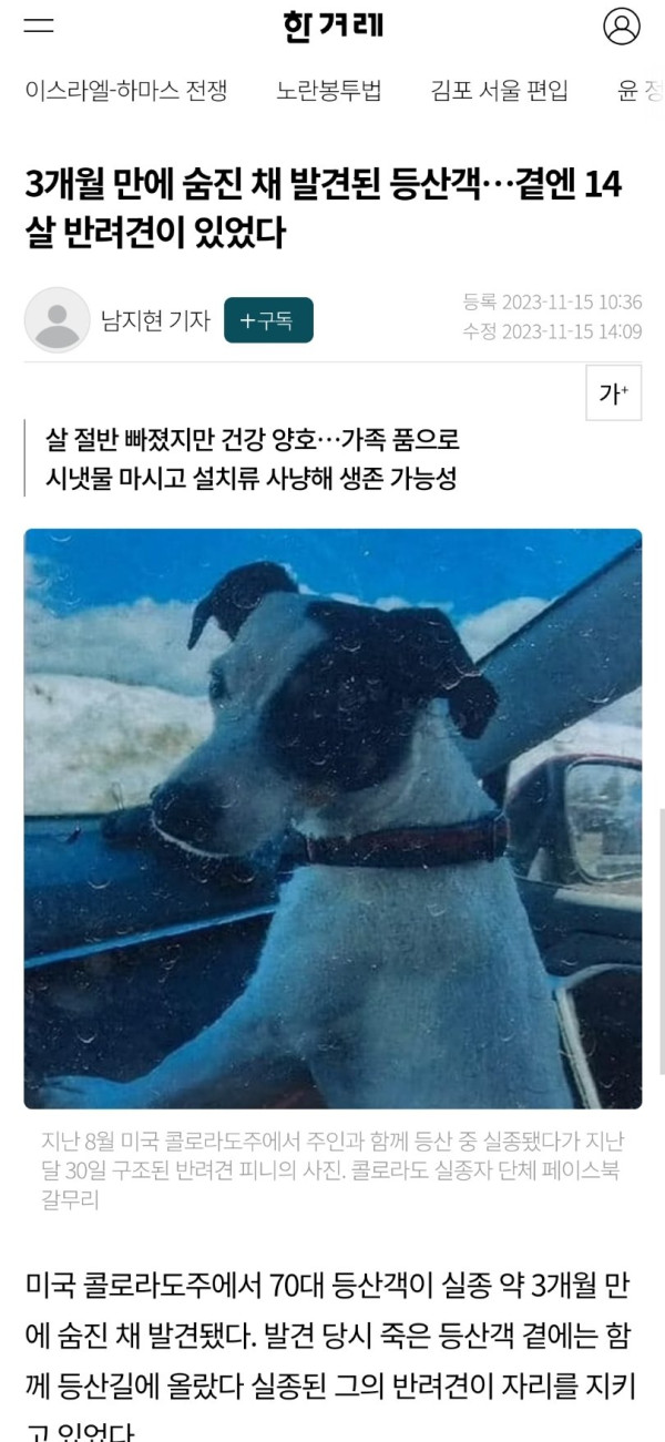 숨진 주인 곁을 지킨 반려견