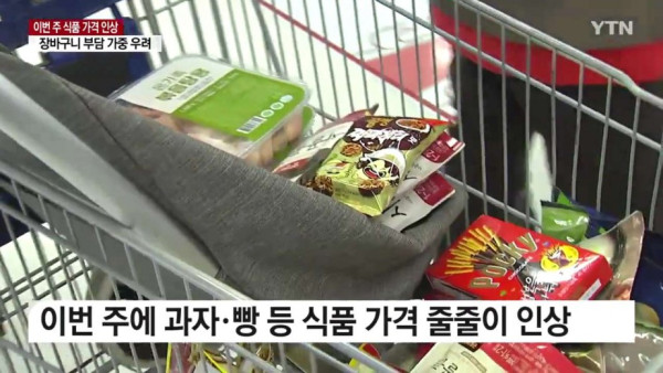식품 가격 줄줄이 인상