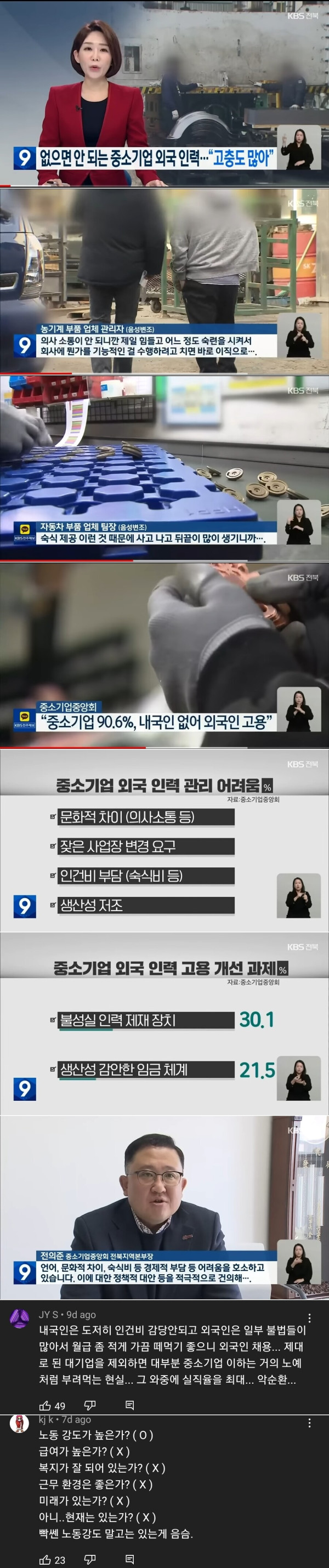 외국인력 때문에 고충이 많다는 중소기업