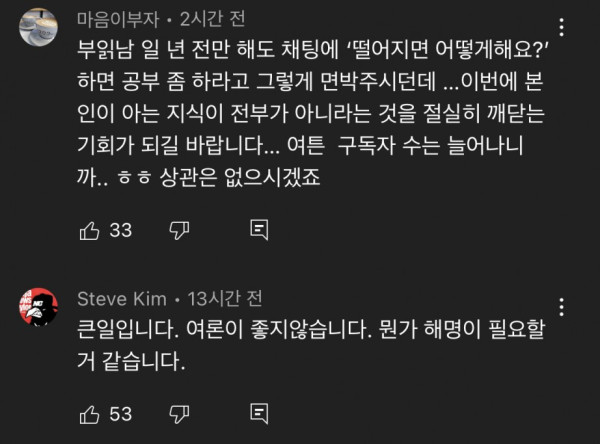 부동산 유튜버 댓글 근황