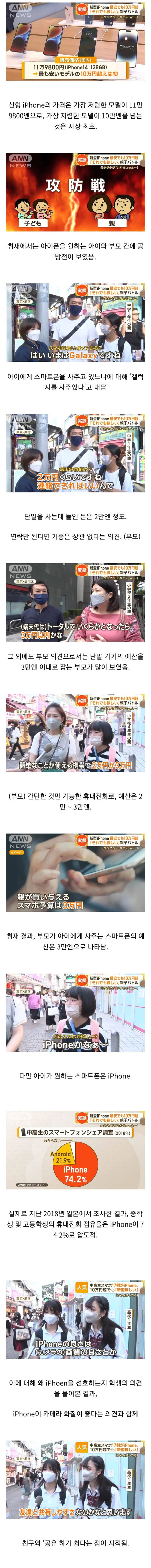 일본 학생들 아이폰 선호도