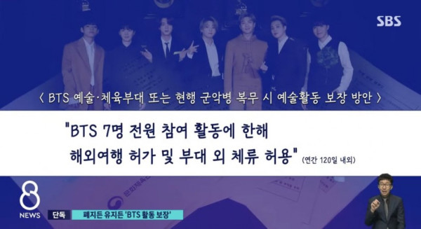 BTS 군입대시 가수 활동 보장