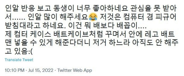 동생의 컴퓨터 커스텀이 미쳤다는 트위터