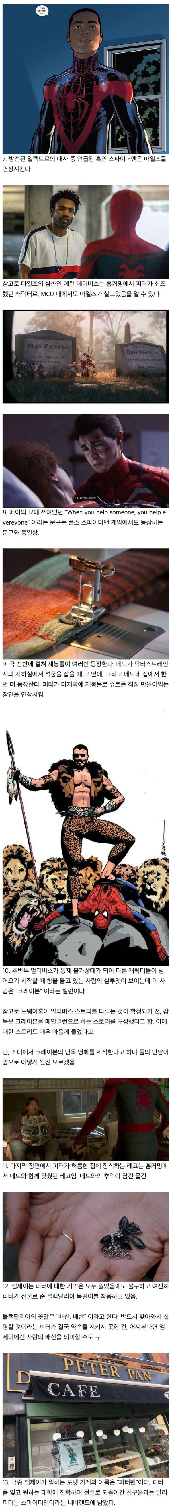 스파이더맨 노웨이홈을 관람한 사람들이 놓쳤던 설정들