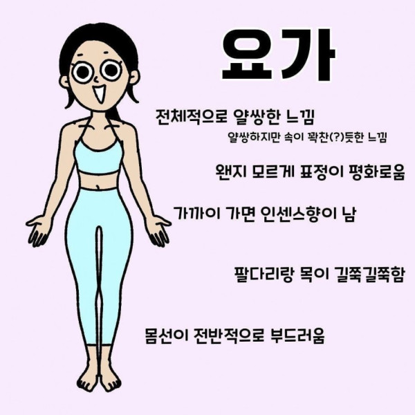 필라테스, 요가 등 운동별 몸매 특징