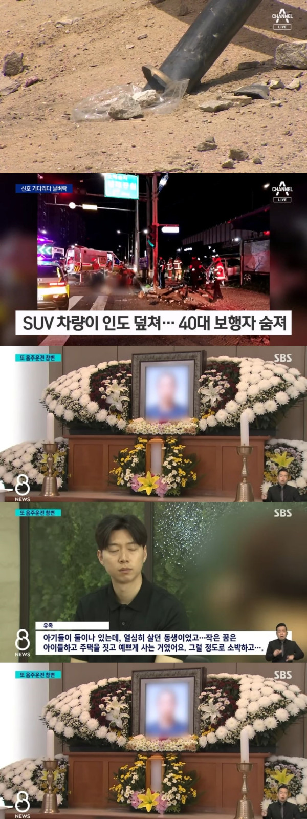 음주단속 피해 도망가다 인도 돌진.. 40대 가장 사망