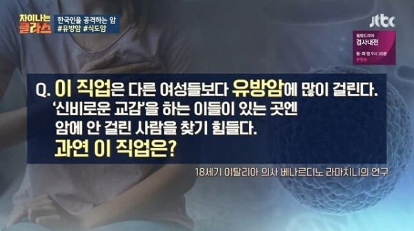 의외로 유방암에 잘 걸리는 직업
