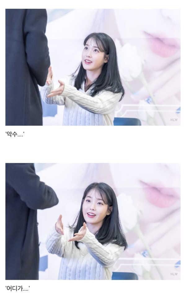 팬한테 악수 구걸하는 아이유