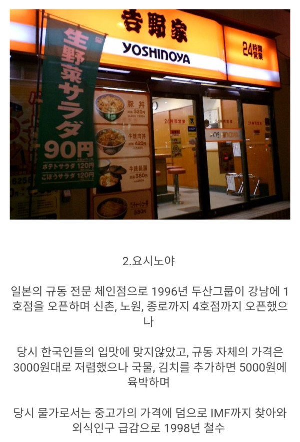 한국에 진출했다가 철수한 일본 기업들