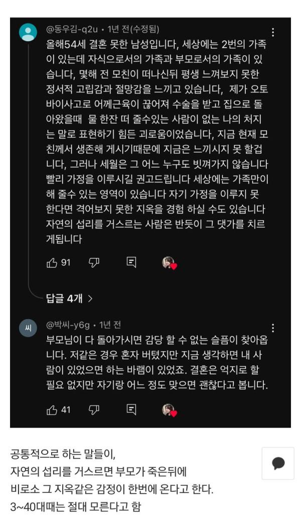 노총각이 말하는 부모 사망 후 일어나는 일