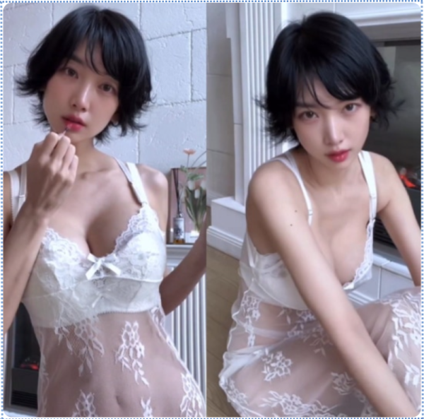 배우 이해인 하얀 브라 비치는 시스루