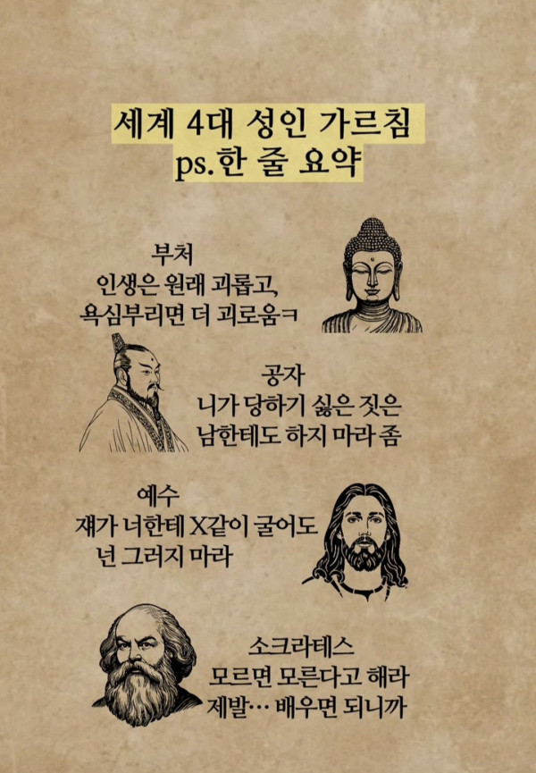 지금도 통하는 세계 4대 성인 가르침