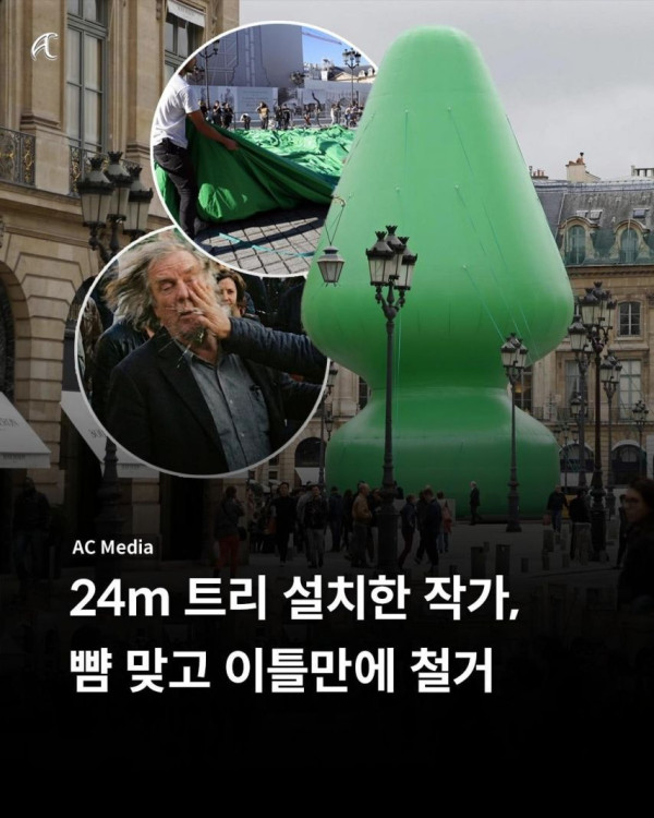 프랑스에서 트리 설치하다 뺨맞고 철거