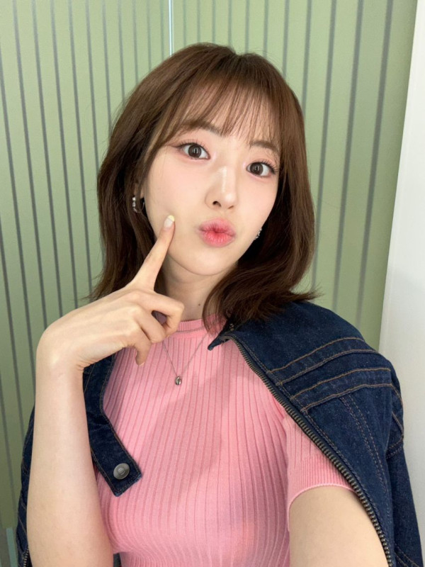 하이키 리이나 핑크 골지니트