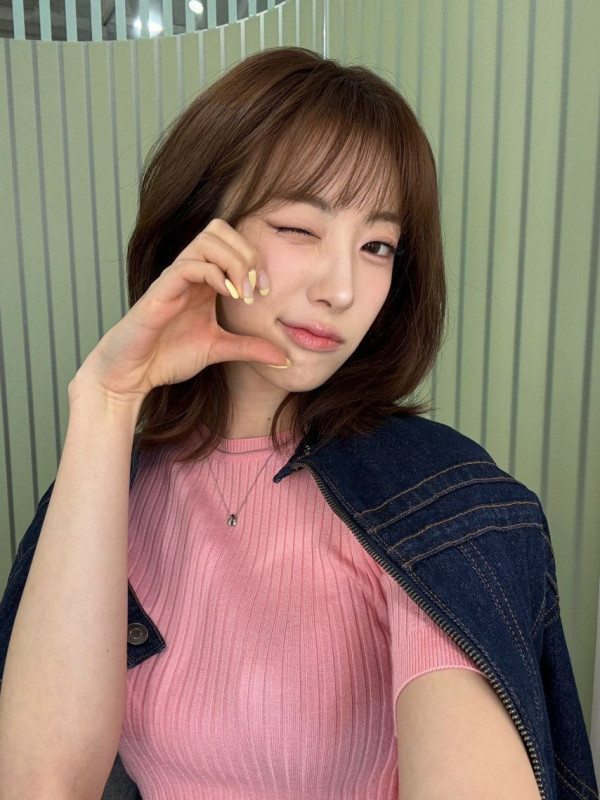 하이키 리이나 핑크 골지니트