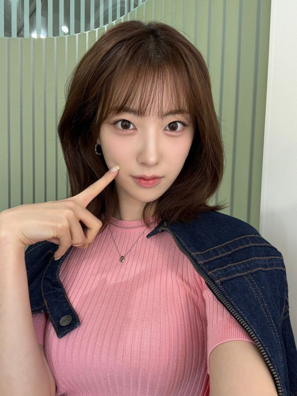 하이키 리이나 핑크 골지니트