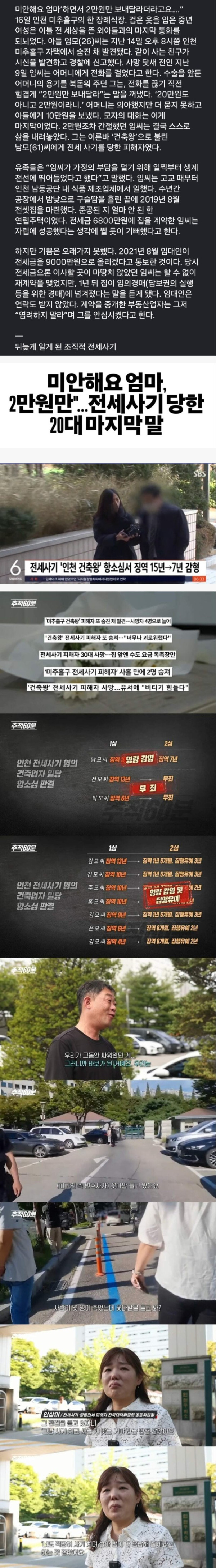 전세 사기에 낙담한 20대 죽음