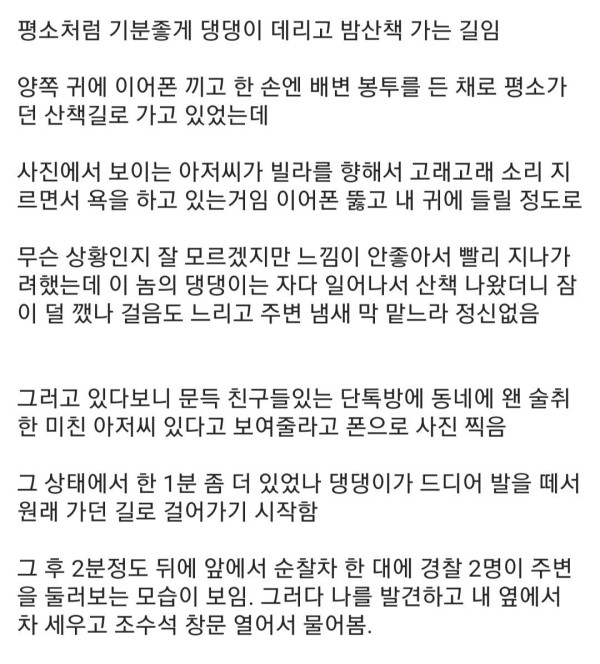 댕댕이 산책시키다 칼 맞을뻔한 디시인
